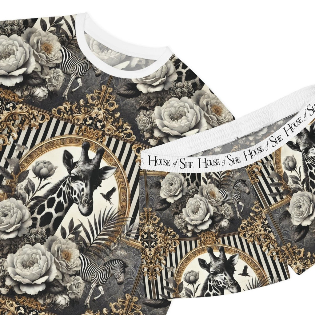 Eco - Friendly Giraffe Print Women's Pajama Set - Stylish and Comfortable Sleepwear - HOUSE OF SHE