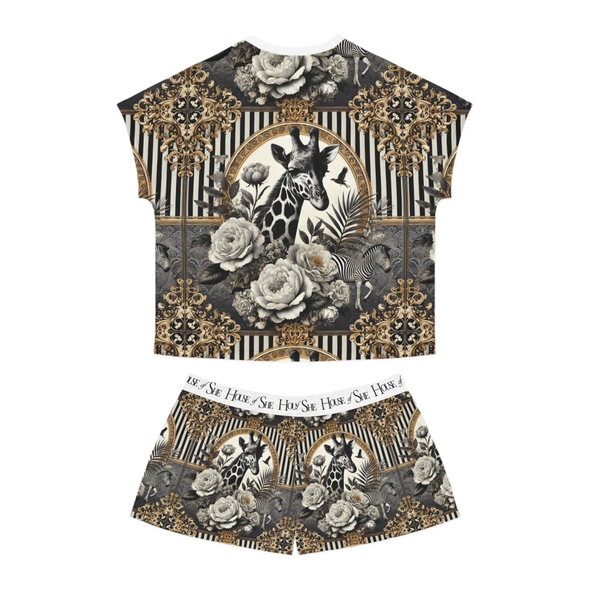 Eco - Friendly Giraffe Print Women's Pajama Set - Stylish and Comfortable Sleepwear - HOUSE OF SHE