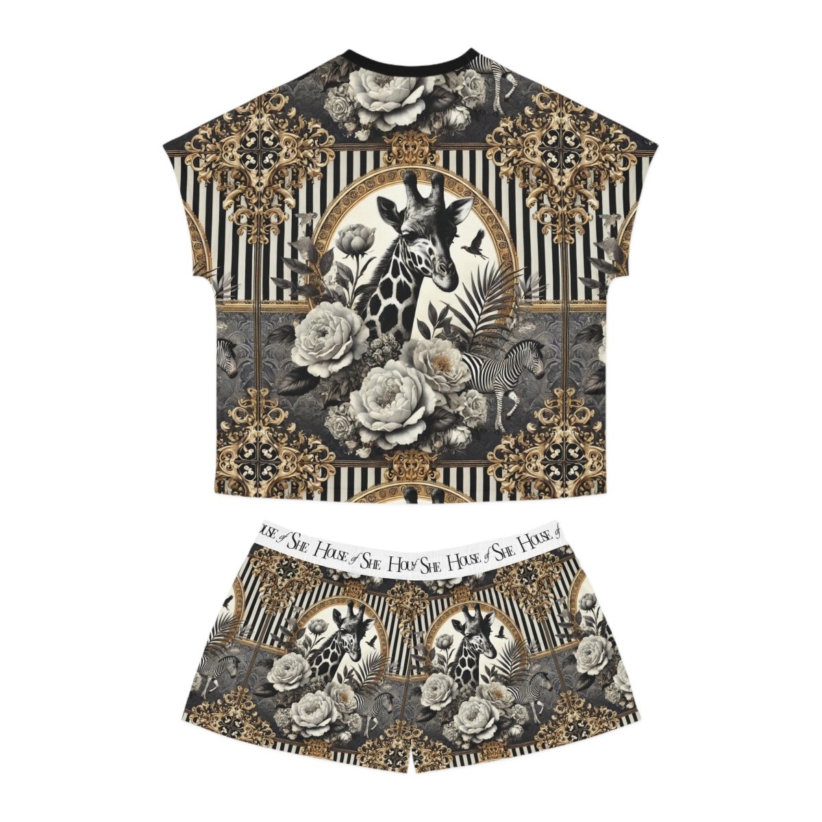 Eco - Friendly Giraffe Print Women's Pajama Set - Stylish and Comfortable Sleepwear - HOUSE OF SHE