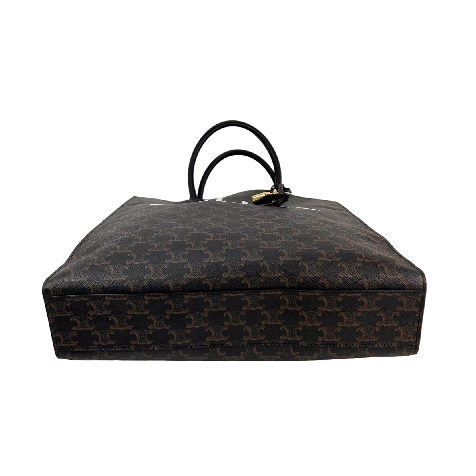 Celine Triomphe Vertical Cabas Black Monogram Canvas Tote - HOUSE OF SHE
