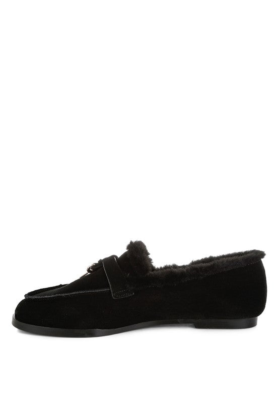 Ohrid Suede & Faux Fur Flat Loafers  HOUSE OF SHE