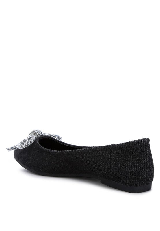 Ellerby Embellished Bow Detail Ballet Flats - HOUSE OF SHE