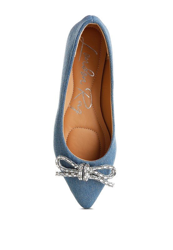Ellerby Embellished Bow Detail Ballet Flats - HOUSE OF SHE