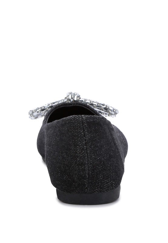 Ellerby Embellished Bow Detail Ballet Flats - HOUSE OF SHE