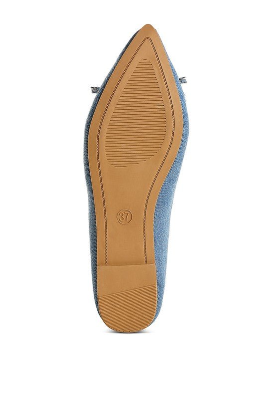 Ellerby Embellished Bow Detail Ballet Flats - HOUSE OF SHE