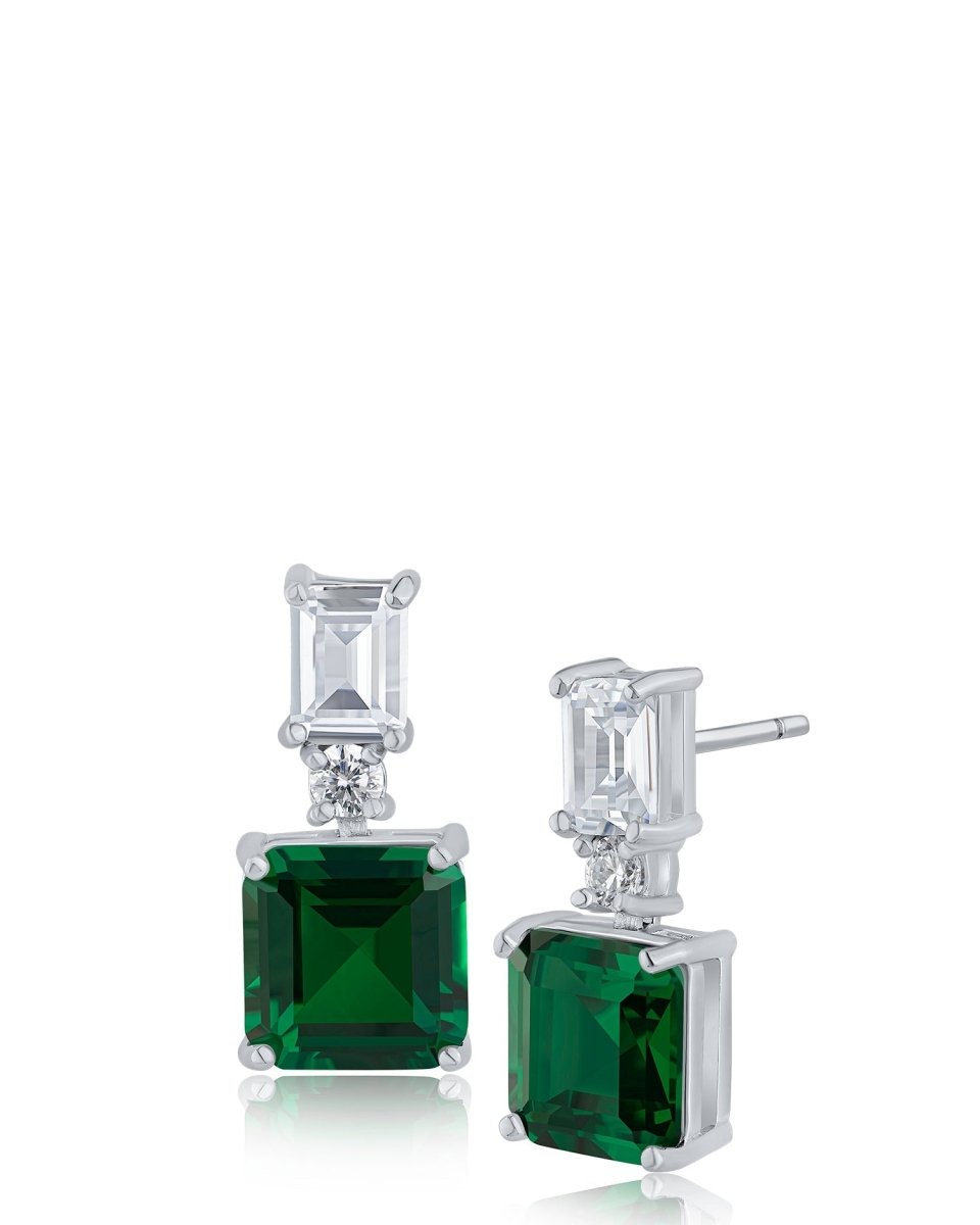 Emerald Double Drop Earrings - HOUSE OF SHE