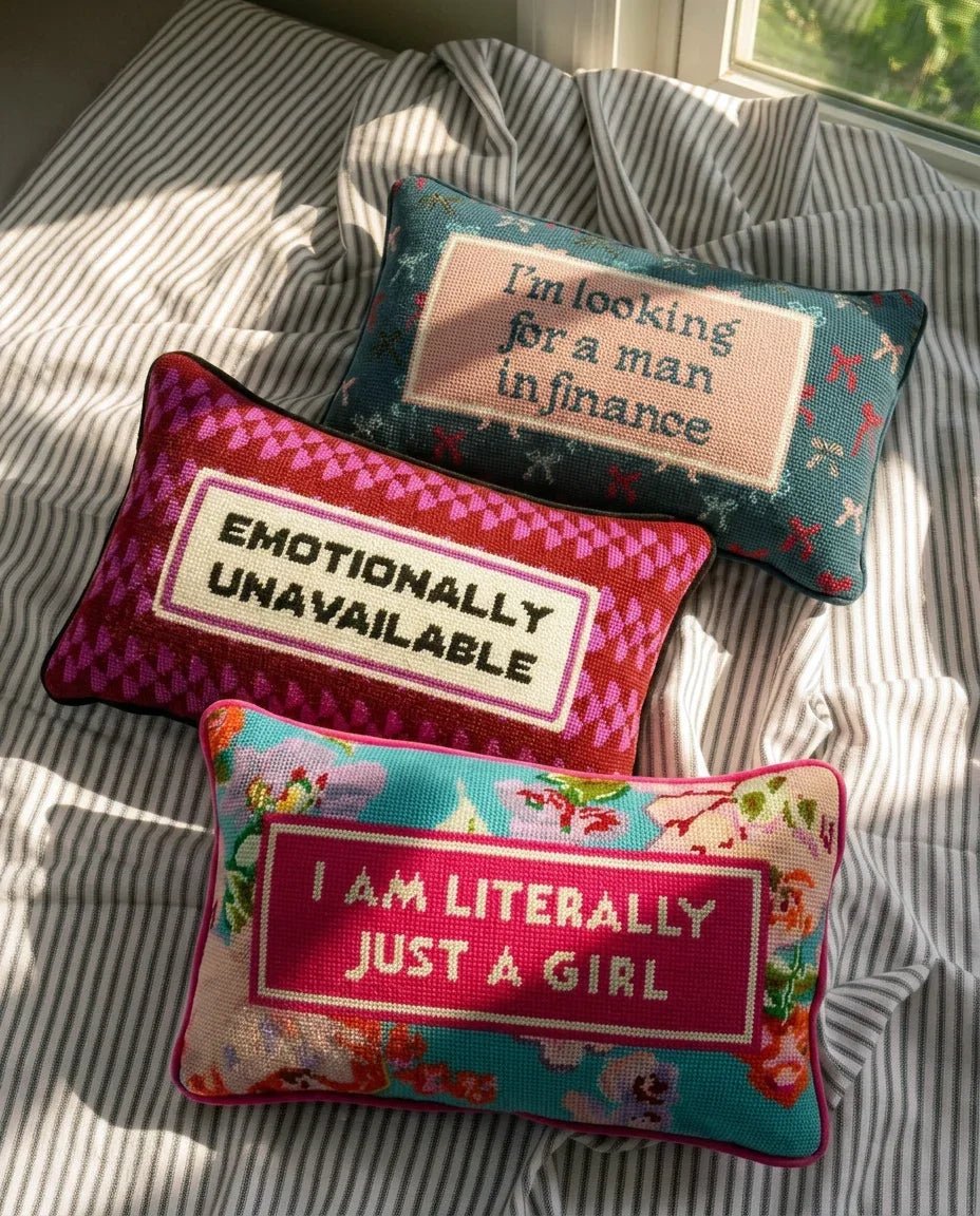 Emotionally Unavailable Needlepoint Pillow - HOUSE OF SHE