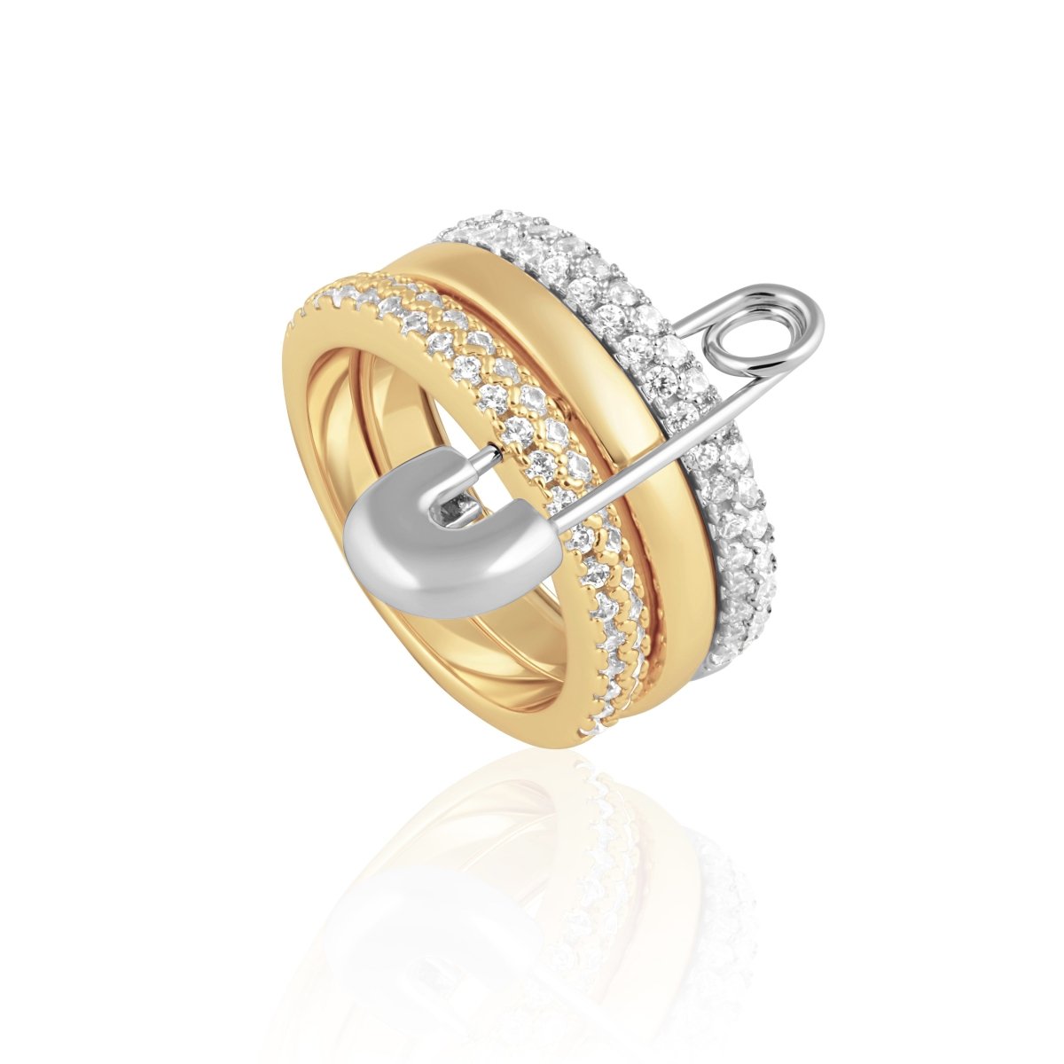 Eva Stacked Safety Pin Ring - HOUSE OF SHE
