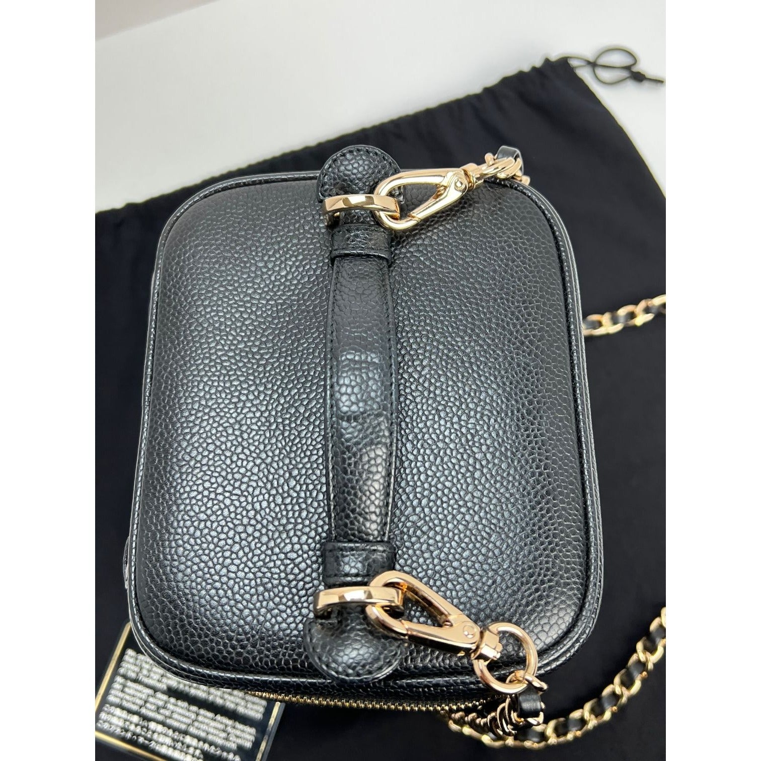 Chanel Vanity Cosmetic Case Black Caviar Leather Bag - HOUSE OF SHE