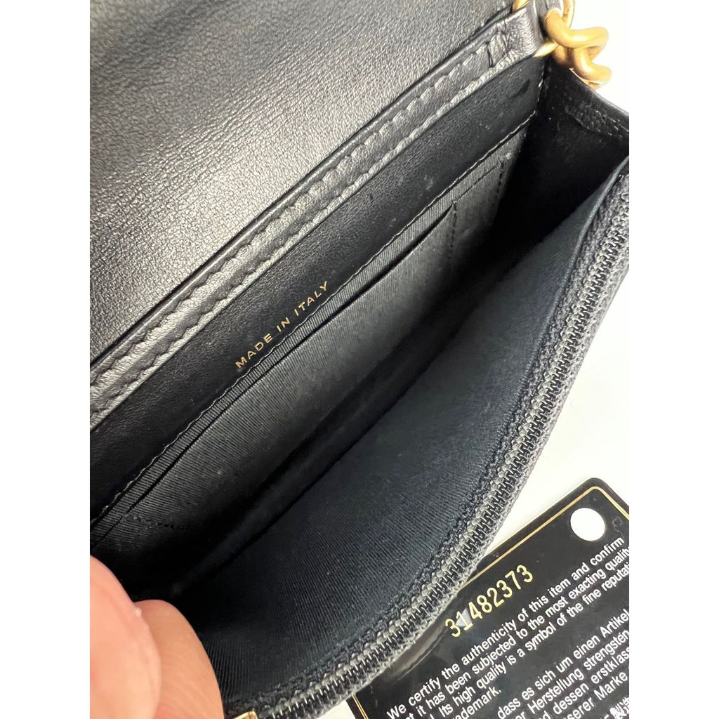 Chanel Caviar Quilted Mini Boy Clutch Wallet on a Chain Black - HOUSE OF SHE