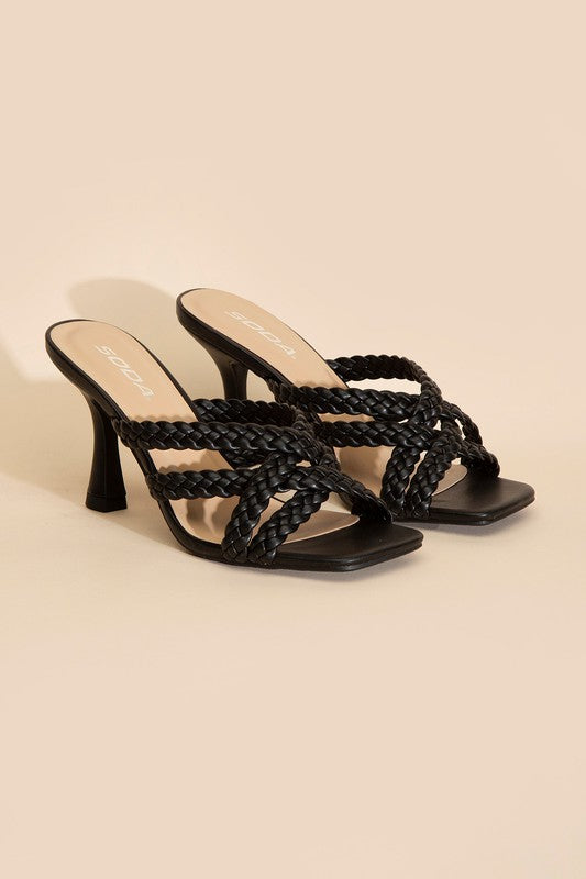 KELLAN-S Double Cross Braided Heels  HOUSE OF SHE