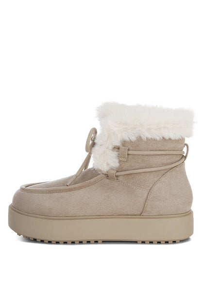 Bunting Faux Fur Collar Flatform Boots  HOUSE OF SHE