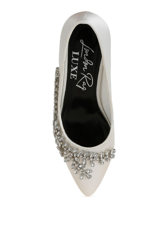 Abatina Satin Diamante Embellished Pumps  HOUSE OF SHE