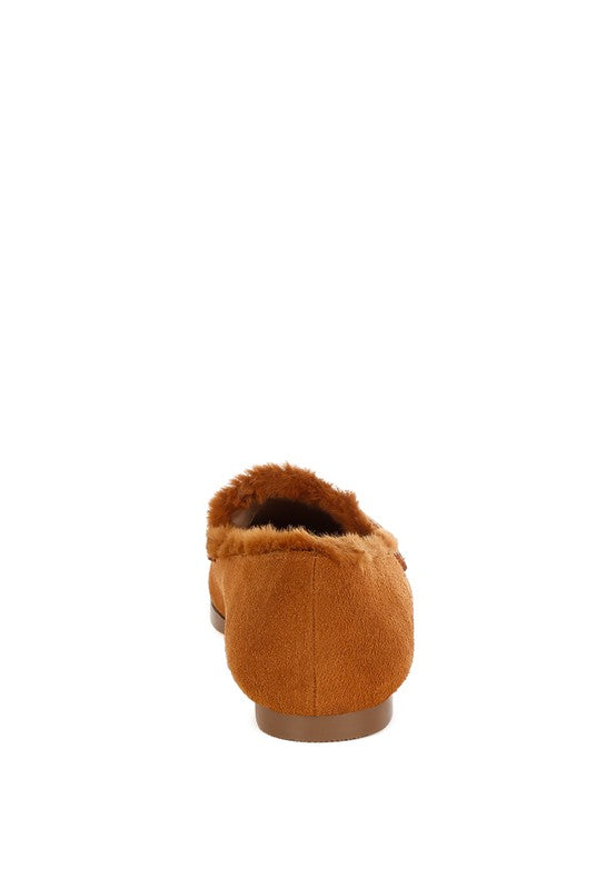 Ohrid Suede & Faux Fur Flat Loafers  HOUSE OF SHE