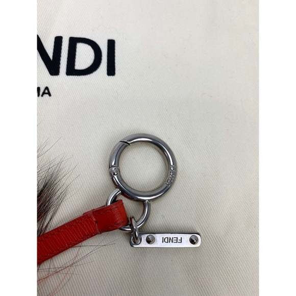 Fendi Red Fur Bag Bugs Leather Key Chain / Bag Charm - HOUSE OF SHE