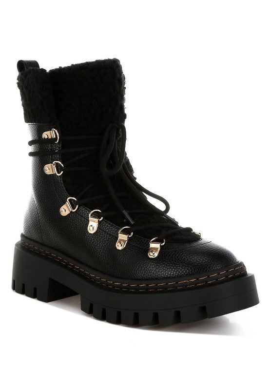 Omul Fleece & Faux Leather Boots  HOUSE OF SHE