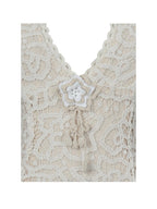 Faelyn Off - White Double Fringe Crochet Halter Maxi Dress - HOUSE OF SHE