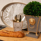 Faux Bois Enameled Square Cachepot Planter - HOUSE OF SHE
