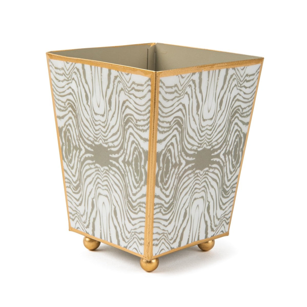 Faux Bois Enameled Square Cachepot Planter - HOUSE OF SHE
