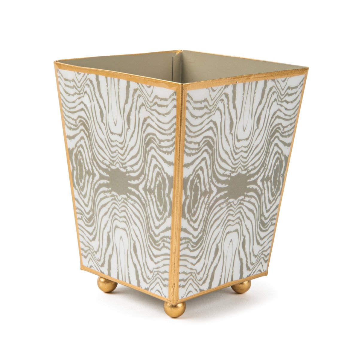 Faux Bois Enameled Square Cachepot Planter - HOUSE OF SHE