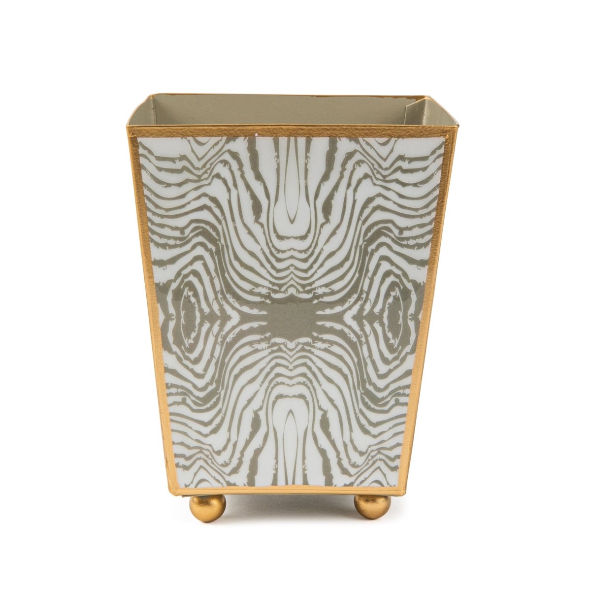 Faux Bois Enameled Square Cachepot Planter - HOUSE OF SHE