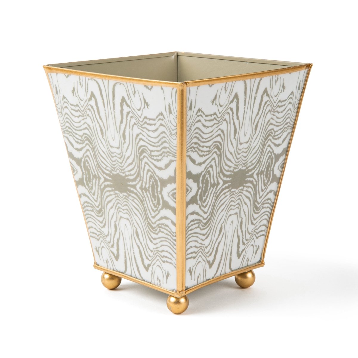 Faux Bois Enameled Square Cachepot Planter - HOUSE OF SHE