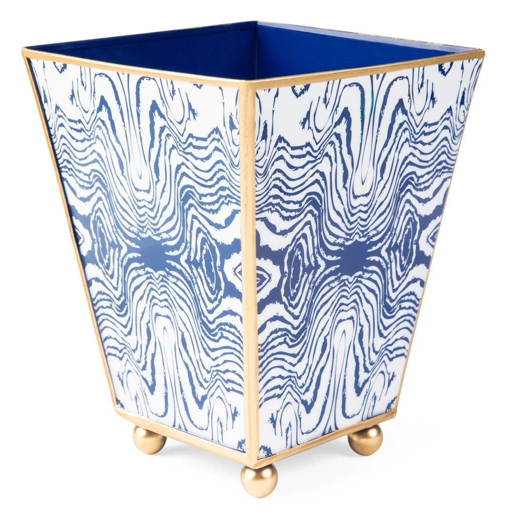 Faux Bois Enameled Square Cachepot Planter - HOUSE OF SHE