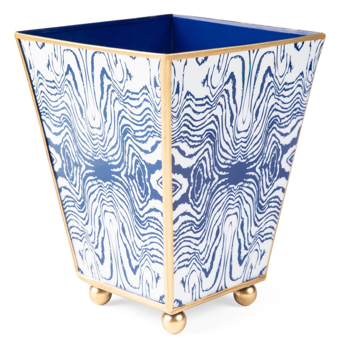 Faux Bois Enameled Square Cachepot Planter - HOUSE OF SHE