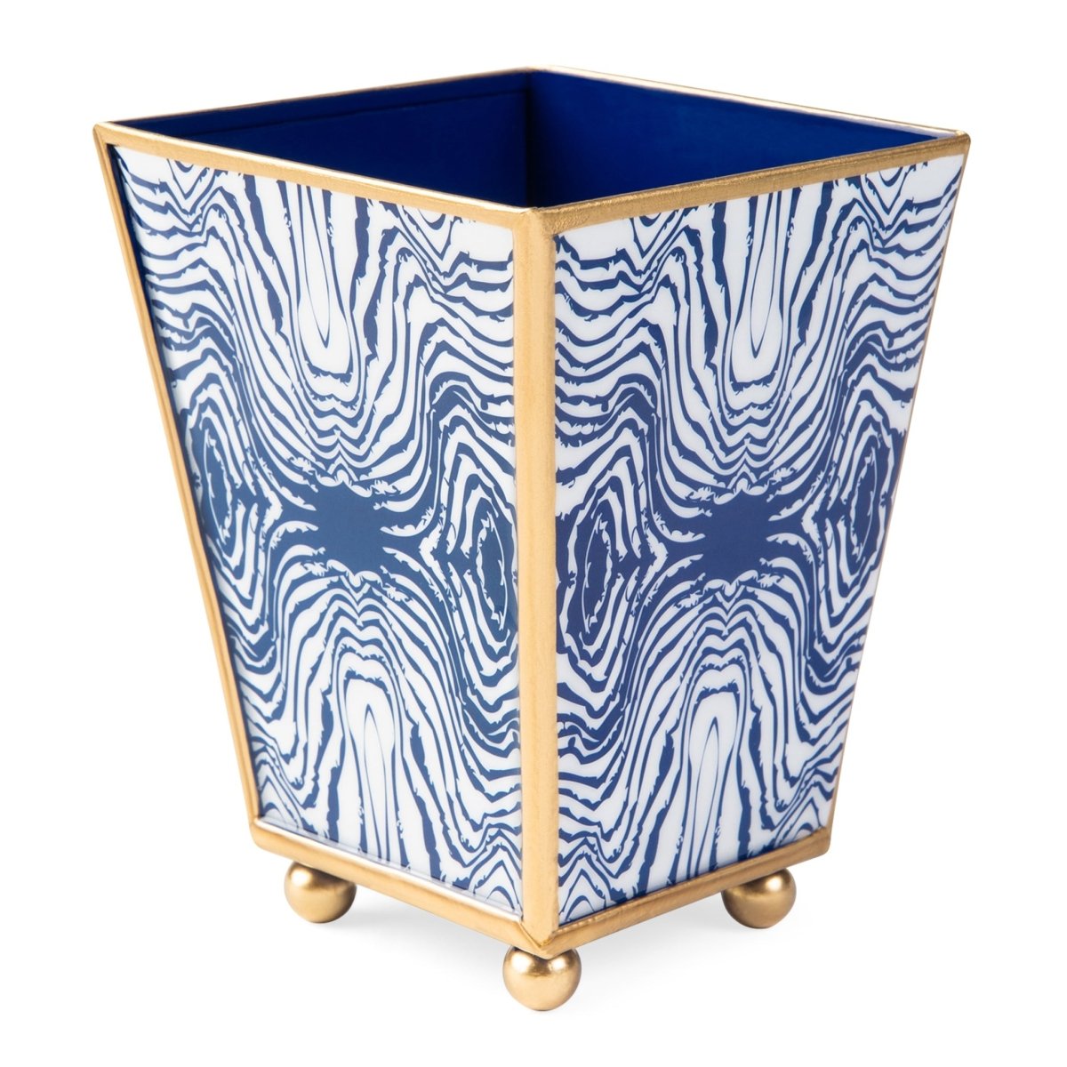 Faux Bois Enameled Square Cachepot Planter - HOUSE OF SHE