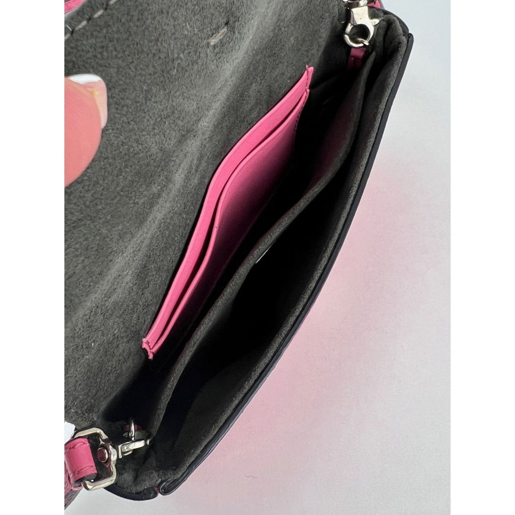 Fendi Monster Baguette Pink Leather Micro Crossbody Bag - HOUSE OF SHE