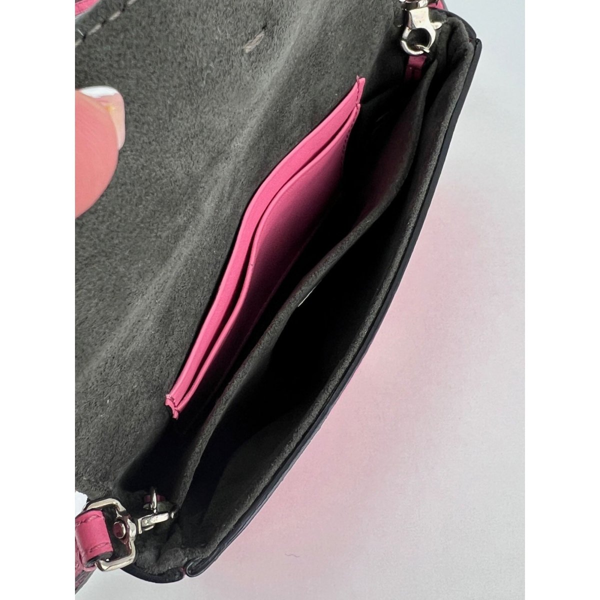 Fendi Monster Baguette Pink Leather Micro Crossbody Bag - HOUSE OF SHE