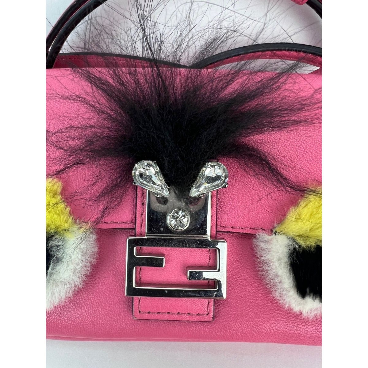 Fendi Monster Baguette Pink Leather Micro Crossbody Bag - HOUSE OF SHE