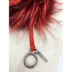 Fendi Red Fur Bag Bugs Leather Key Chain / Bag Charm - HOUSE OF SHE