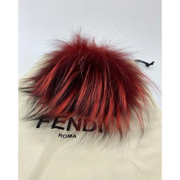 Fendi Red Fur Bag Bugs Leather Key Chain / Bag Charm - HOUSE OF SHE