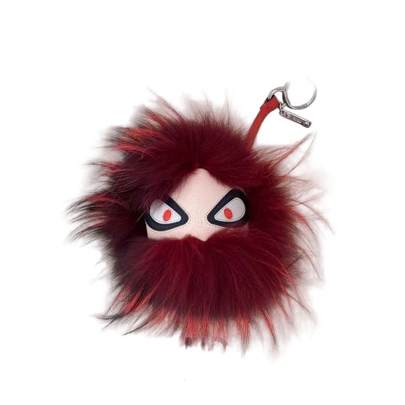 Fendi Red Fur Bag Bugs Leather Key Chain / Bag Charm - HOUSE OF SHE