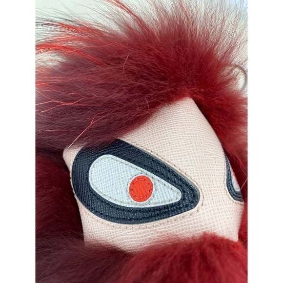 Fendi Red Fur Bag Bugs Leather Key Chain / Bag Charm - HOUSE OF SHE