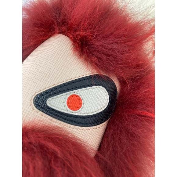 Fendi Red Fur Bag Bugs Leather Key Chain / Bag Charm - HOUSE OF SHE