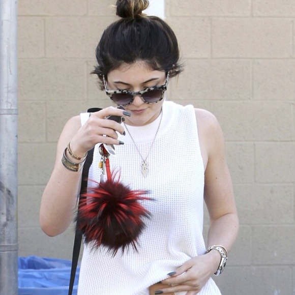 Fendi Red Fur Bag Bugs Leather Key Chain / Bag Charm - HOUSE OF SHE