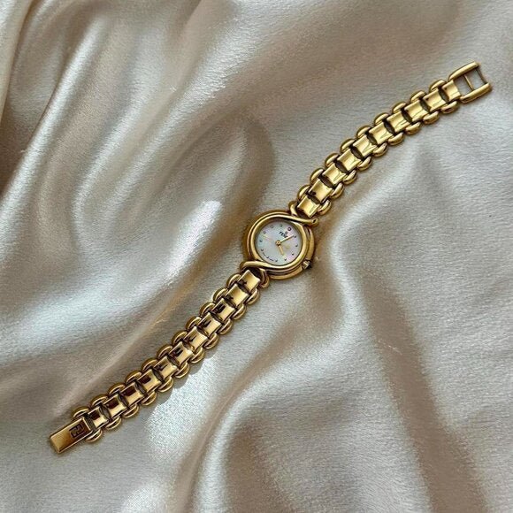 Fendi Round Mother of Pearl Gold Watch - Authentic w/ COA - HOUSE OF SHE