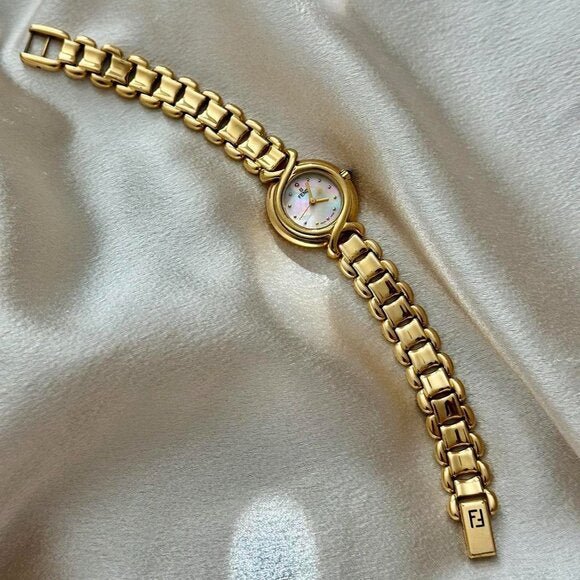 Fendi Round Mother of Pearl Gold Watch - Authentic w/ COA - HOUSE OF SHE