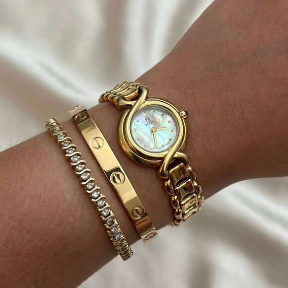 Fendi Round Mother of Pearl Gold Watch - Authentic w/ COA - HOUSE OF SHE