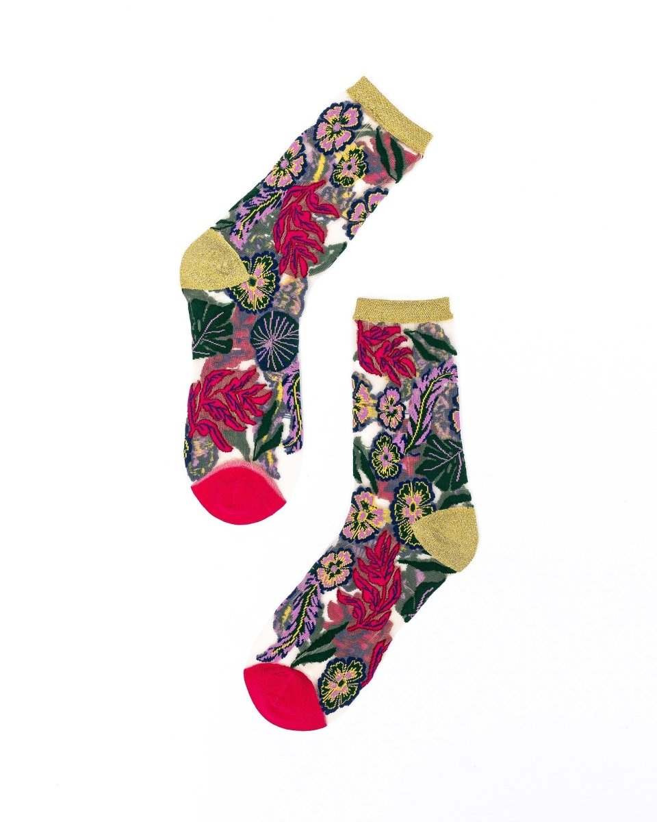 Festive Floral Sheer Crew Sock - HOUSE OF SHE