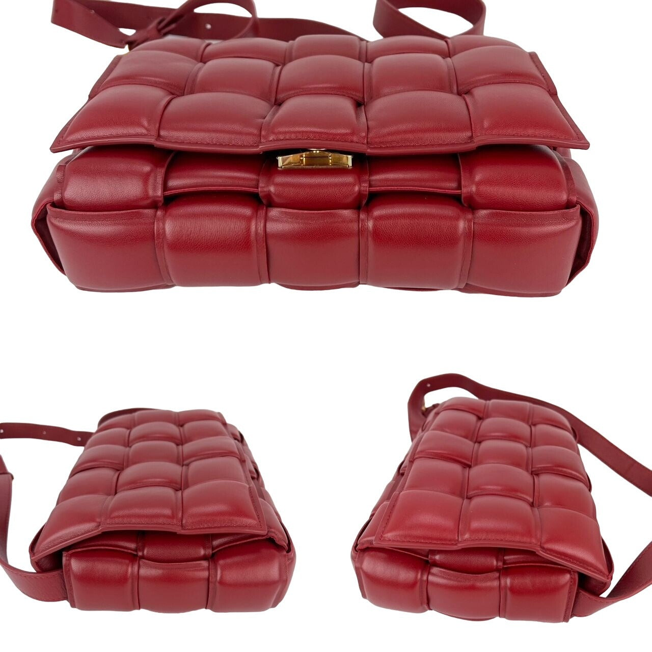 Bottega Veneta Red Nappa Maxi Intreccio Padded Cassette Crossbody Bag - HOUSE OF SHE