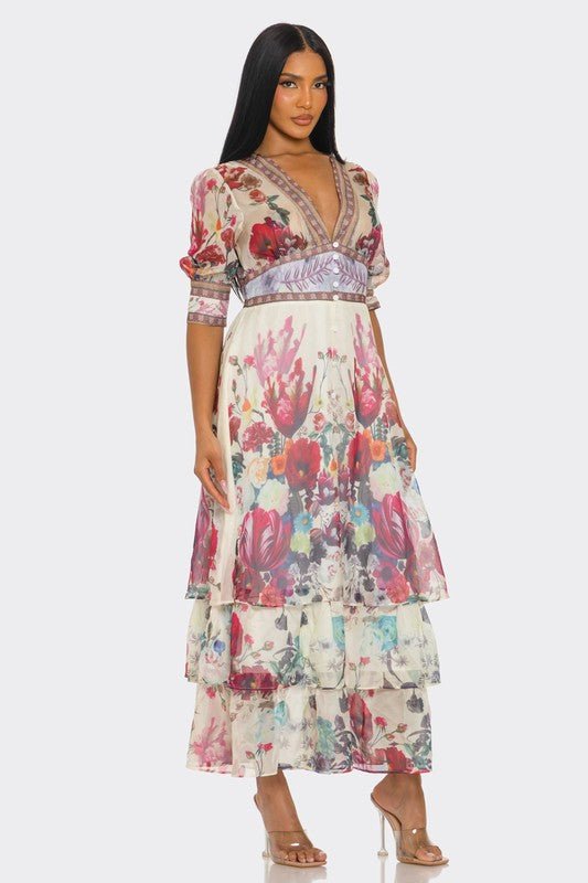 Floral Enchantment Maxi Dress - HOUSE OF SHE