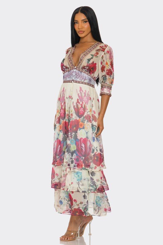 Floral Enchantment Maxi Dress - HOUSE OF SHE