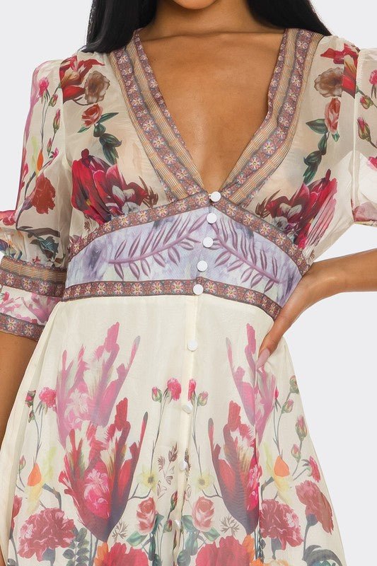 Floral Enchantment Maxi Dress - HOUSE OF SHE