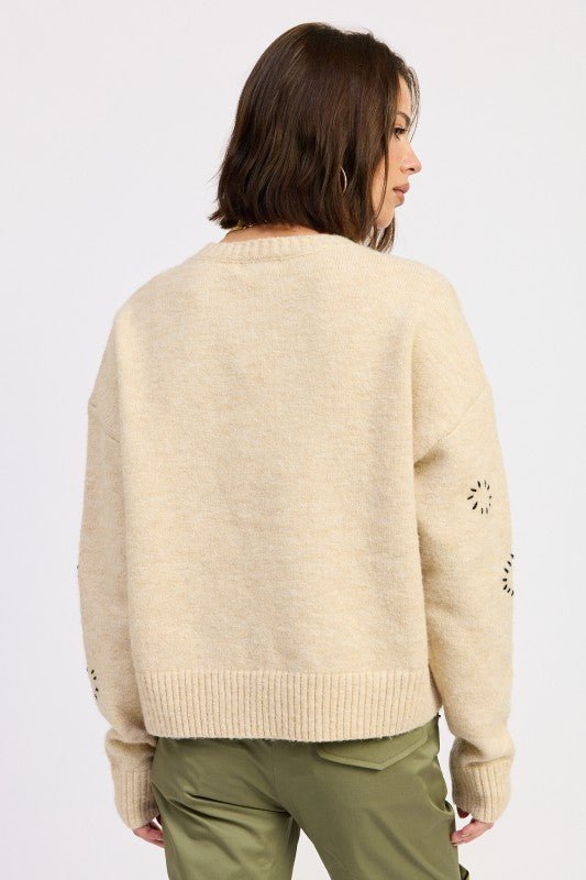 FLORAL WHIPSTITCH SWEATER - HOUSE OF SHE