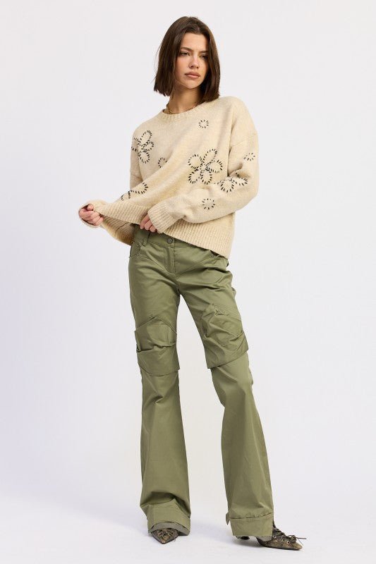 FLORAL WHIPSTITCH SWEATER - HOUSE OF SHE