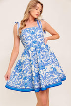 FLORENCE DAYS FLORAL BLUE WOVEN MINI DRESS - HOUSE OF SHE