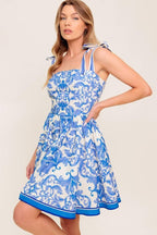 FLORENCE DAYS FLORAL BLUE WOVEN MINI DRESS - HOUSE OF SHE
